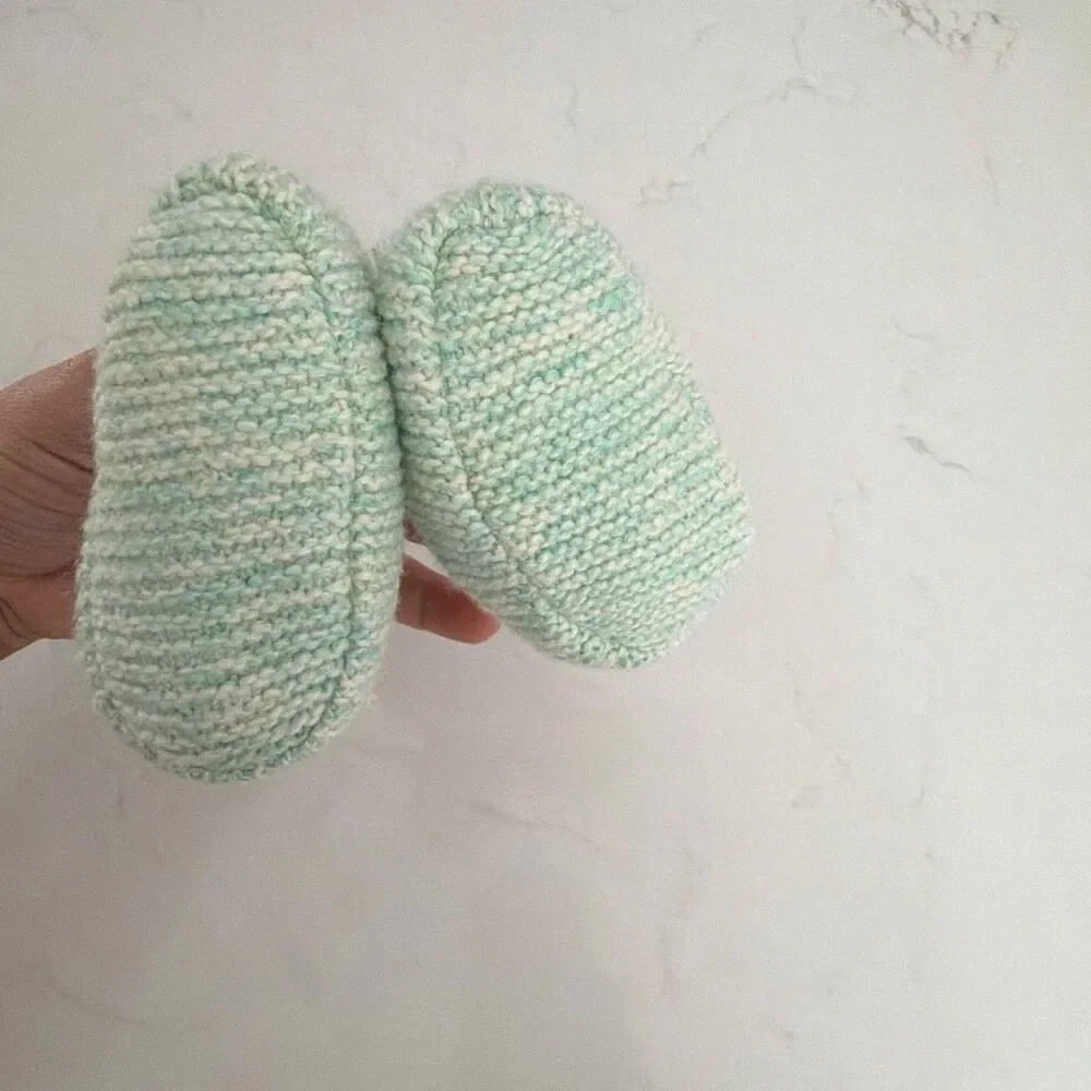 Janie & Jack Baby Cable Knit Sweater Bootie in Pastel Green Heather Size 3-6 Mon